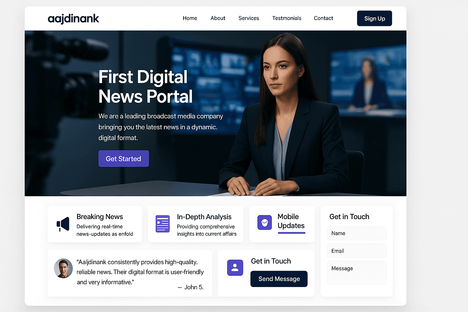 aajdinank.com website mockup